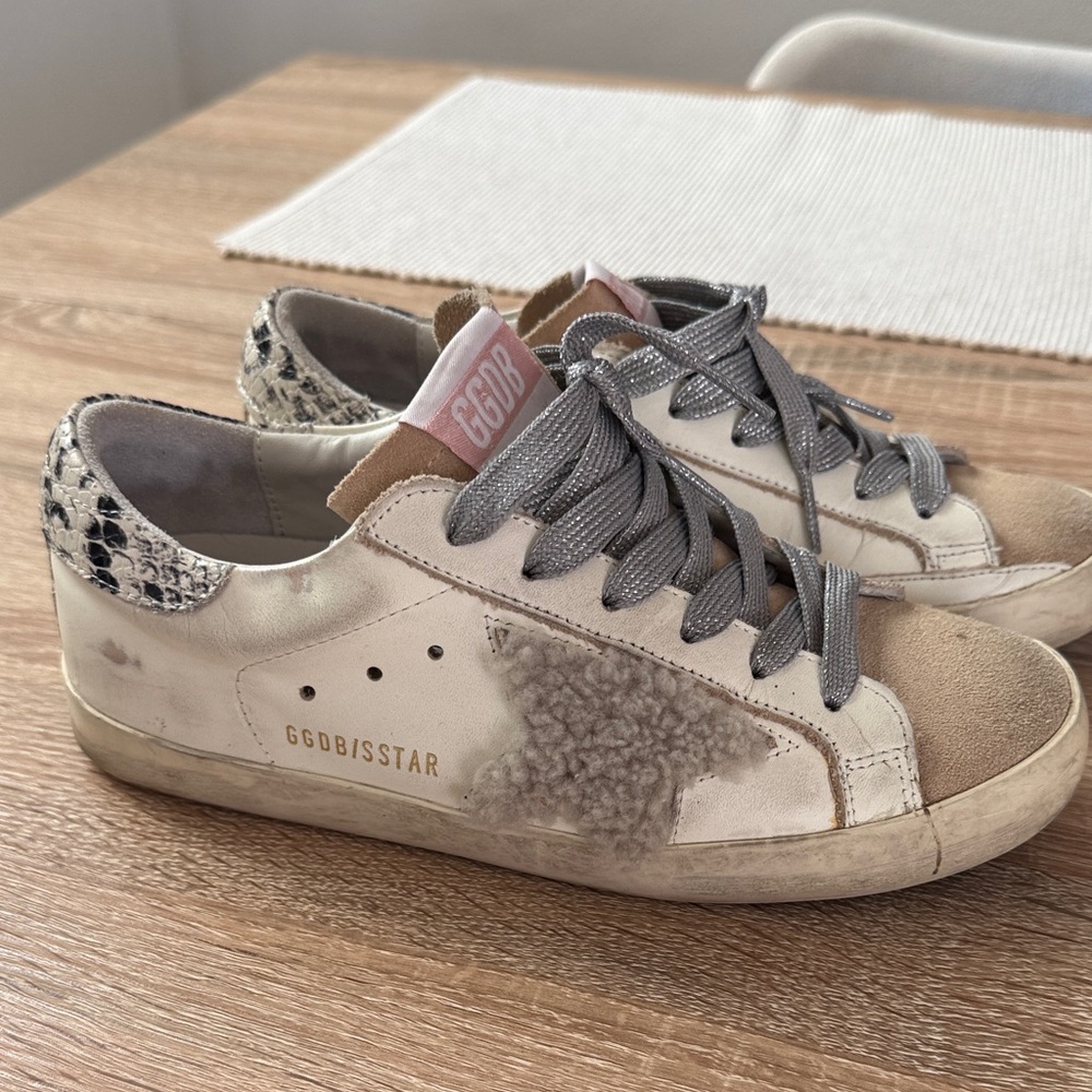 Golden Goose White and Gray Sneakers